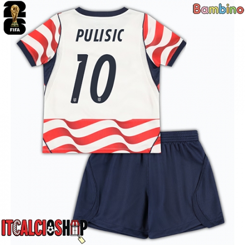 Stati Uniti Christian Pulisic #10 Prima Maglia Bambino Mondiali 2026 Manica Corta (+ Pantaloni corti)